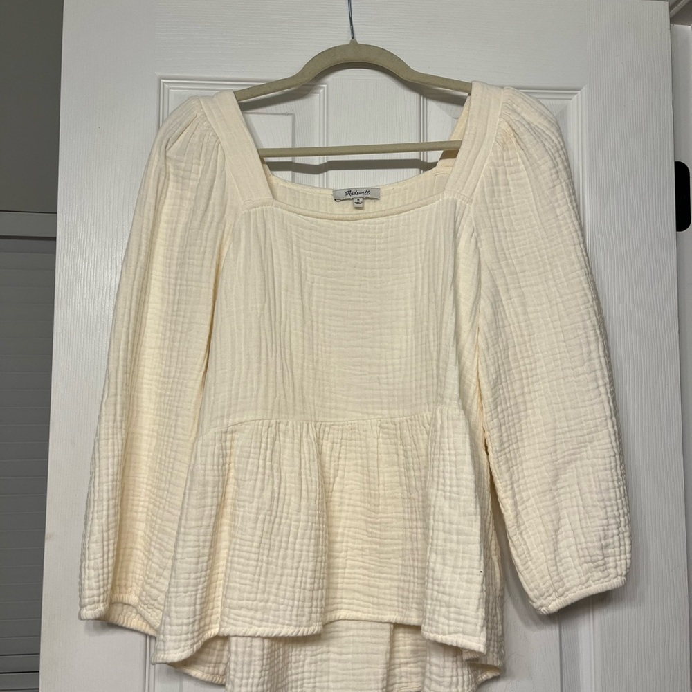 Madewell Cream Textured Blouse